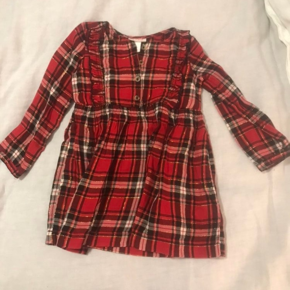 Toddler girl sparkle plaid holiday dress, sz 3T